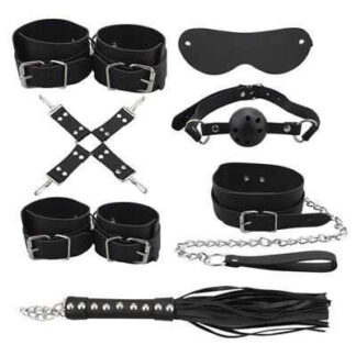 Buzzpinky Leather Bondage Set 8 Kits Black