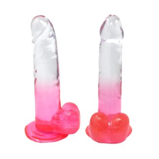 Ombre Fade Dildo Pink & Frosted Realistic in Clear 6 Inch