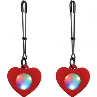 Silicone Light Up Heart Tweezer Nipple Clamps