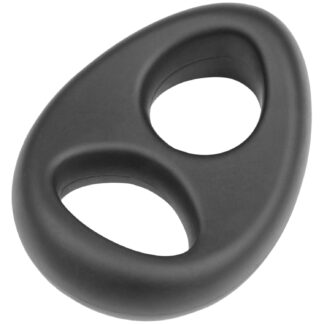 Sinful Duo Stretchy Silicone Double Cock Ring - Black