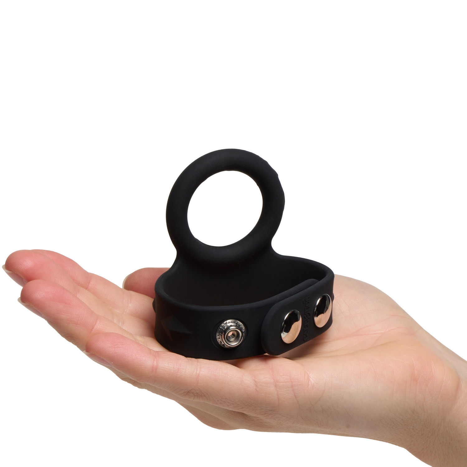 CalExotics Tri-Snap Scrotum Support Cock Ring - Black - M