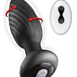 Ass-Sation Remote Vibrating and Rotating Anal Plug - Black