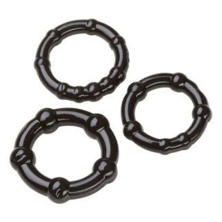 Beaded Cock Ring Combo Pack - Black