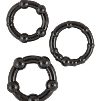 Ram Beaded Cock Rings - Black