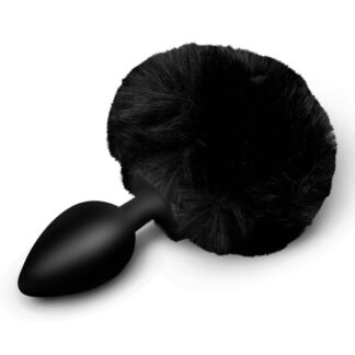 Tailz Fluffy Bunny Tail Silicone Plug - Black
