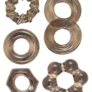 Enhancer Five-Piece Cock Ring Set - Black